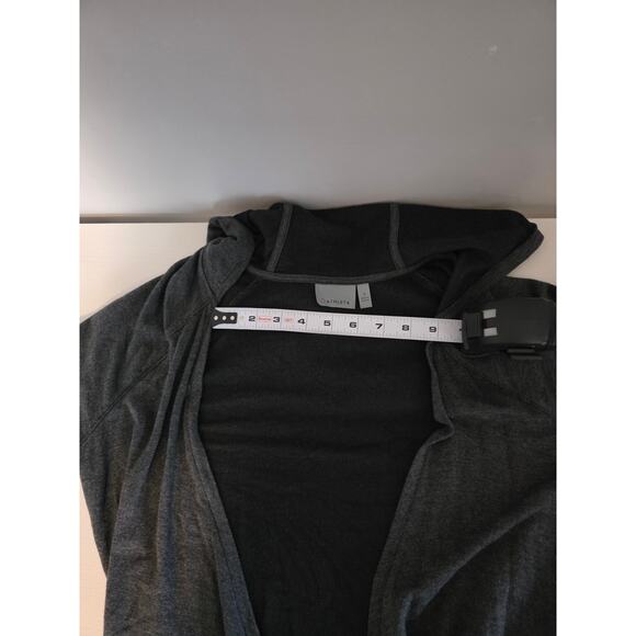 Athleta Womens Small Studio Modal Hoodie Sweatshirt Cross Wrap Top Gray Thumb - Picture 5 of 7